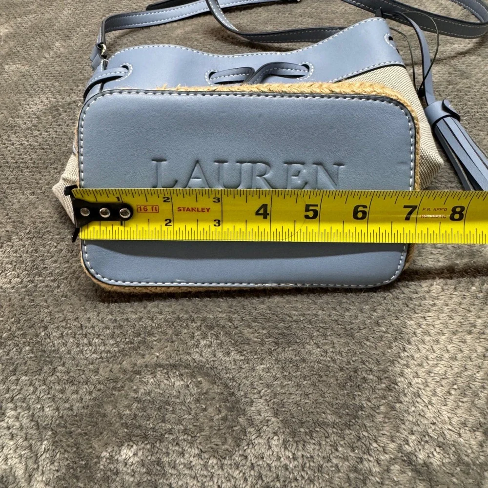 Lauren Ralph Lauren Andie Canvas Espadrille Bucket Bag Blue Crossbody